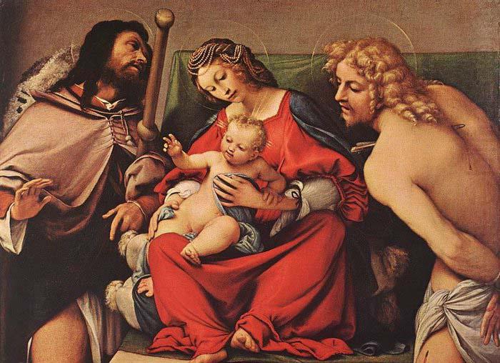 Madonna with the Child and Sts Rock and Sebastian, Lorenzo Lotto